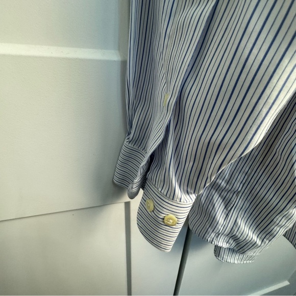 Brooks Brothers 346 Button Down Shirt Men's Size 16 2/3 Blue Stripe Office - Picture 5 of 6